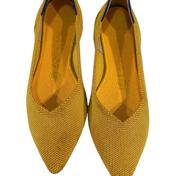 Rothys Point Sunflower Ballet Flats Sise 6.5 Pointed Toe Shoes Vegan - Picture 3 of 7